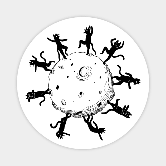 Cats dancing on the moon Magnet by Sebastian